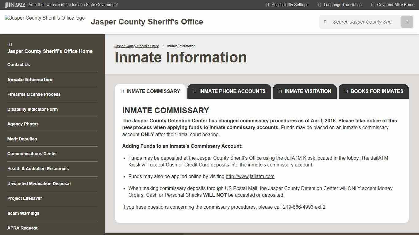 Jasper County Sheriff's Office: Inmate Information