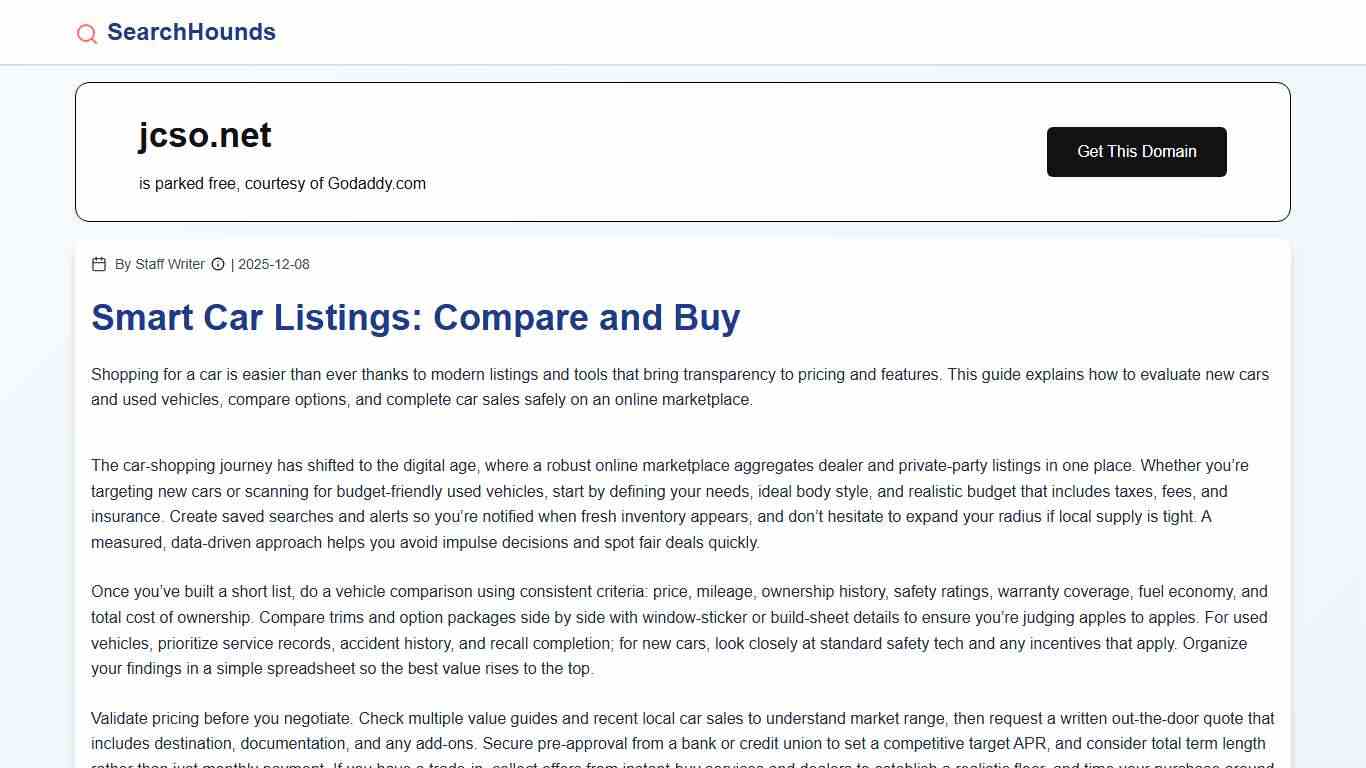 Smart Car Listings: Compare and Buy SearchHounds